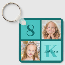 Llavero Colage de fotos personalizadas Chic Teal