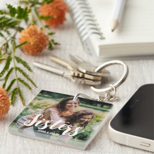 Llavero Colage de fotos personalizadas para hermanas
