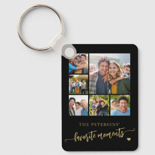 Llavero colaje de 8 fotos nombre de familia personalizado 