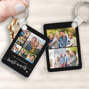 Llavero colaje de 8 fotos nombre de familia personalizado
