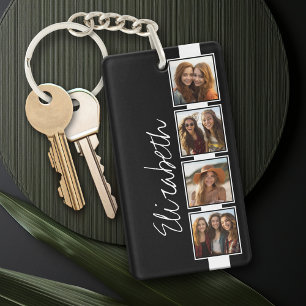 Llavero Colaje de Fotos en Blanco y Negro Personalizado Cu