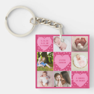 Llavero Colaje personalizado de 6 fotos para bebé recién n