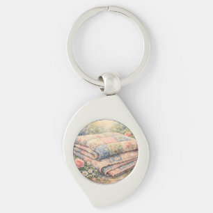 Llavero Colcha de patchwork floral Cottagecore acuarela