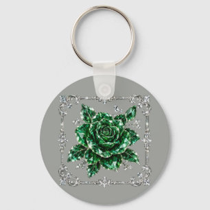 Llavero colección de flores de cristal esmeralda real