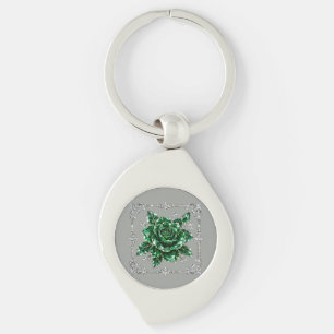 Llavero Colección de flores de cristal esmeralda real