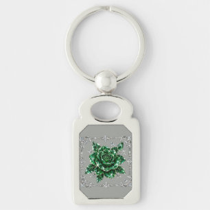 Llavero Colección de flores de cristal esmeralda real
