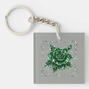 Llavero colección de flores de cristal esmeralda real