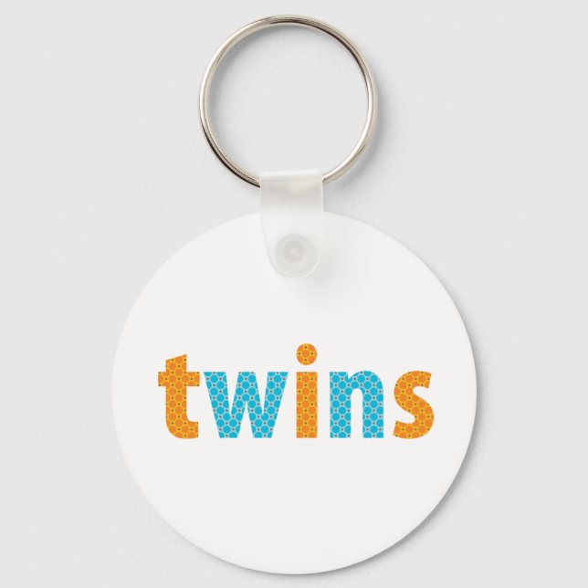 Llavero COLECCIÓN DE TWINS - niños {naranja + aqua} (Anverso)