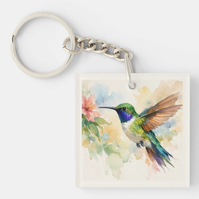 Llavero Colibrí acuarela (Frente)