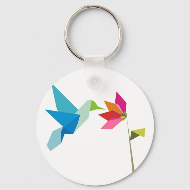 Llavero Colibrí de originami (Anverso)