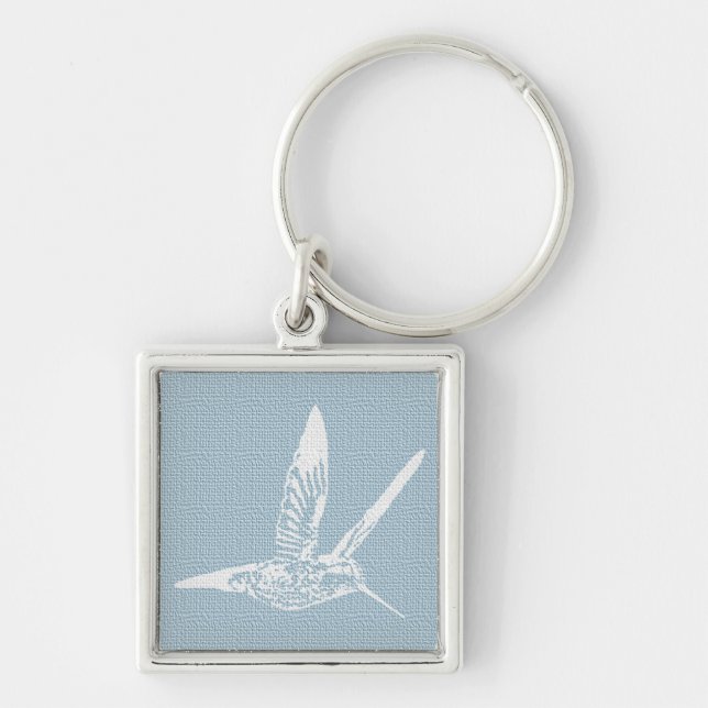 Llavero Colibrí elegante azul y blanco (Frente)