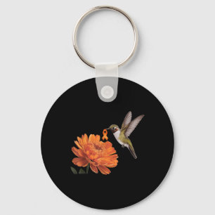 Llavero Colibrí Girasol Margarita Listón Naranja Leucemia