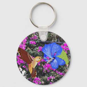 Llavero Colibrí, Hibisco Azul y Buganvilla