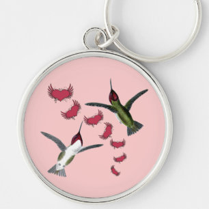 Llavero Colibríes Grunge Corazones con Alas
