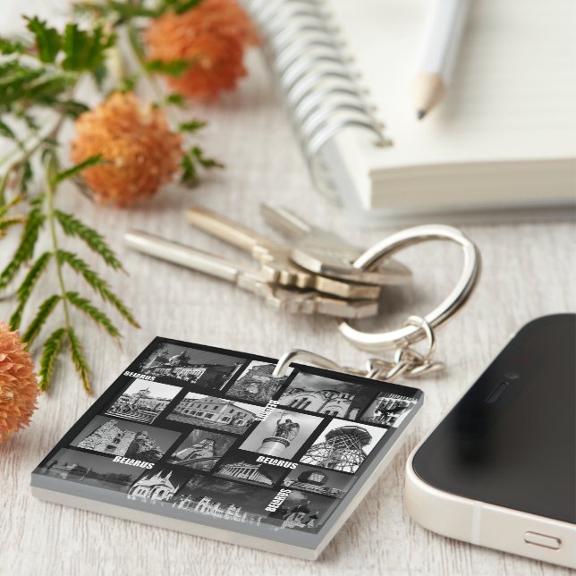 Llavero Collage de arquitectura de Gordno Brest Minsk en B (Frente Derecha)