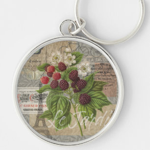 Llavero Collage de Arte de Ephemera Francés de Moras Vinta