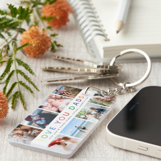 Llavero Collage de fotos "AME A TU DADADA" (Frente Derecha)