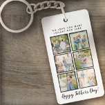 Llavero Collage de fotos blanco del Día del Padre<br><div class="desc">El mejor tipo de letra del guión de papá con 6 ranuras familiares para fotos junto con un mensaje personalizado para tu número 1 papá.</div>