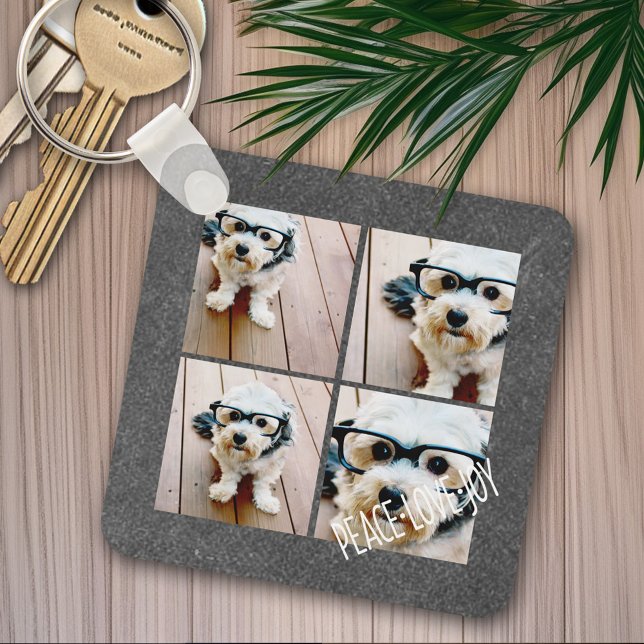 Llavero Collage de fotos de Chalkboard de vacaciones de Pe (Personalized keychain - Photo Collage)