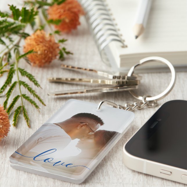 Llavero Collage de fotos de texto y foto personalizado (Frente Derecha)