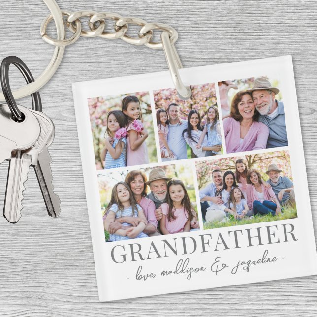 Llavero Collage de Fotos del Abuelo (Grandfather Photo Collage Keychain)