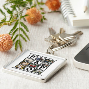 Llavero Collage de fotos del abuelo moderno personalizado 