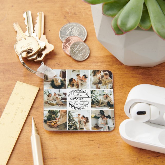 Llavero Collage de fotos familiar monogramado | Regalo mon (Escritorio )