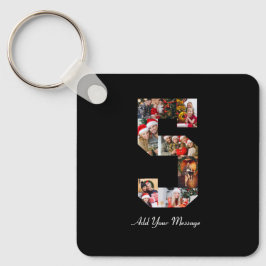 Llavero Collage de fotos número 5 en blanco y negro