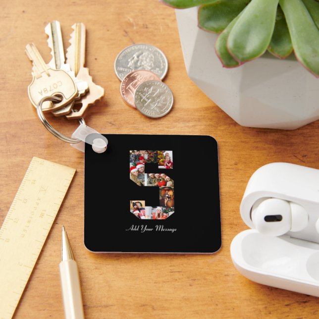 Llavero Collage de fotos número 5 en blanco y negro (Escritorio )