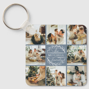 Llavero Collage de fotos Pareja Monogramada   Dusty Blue G