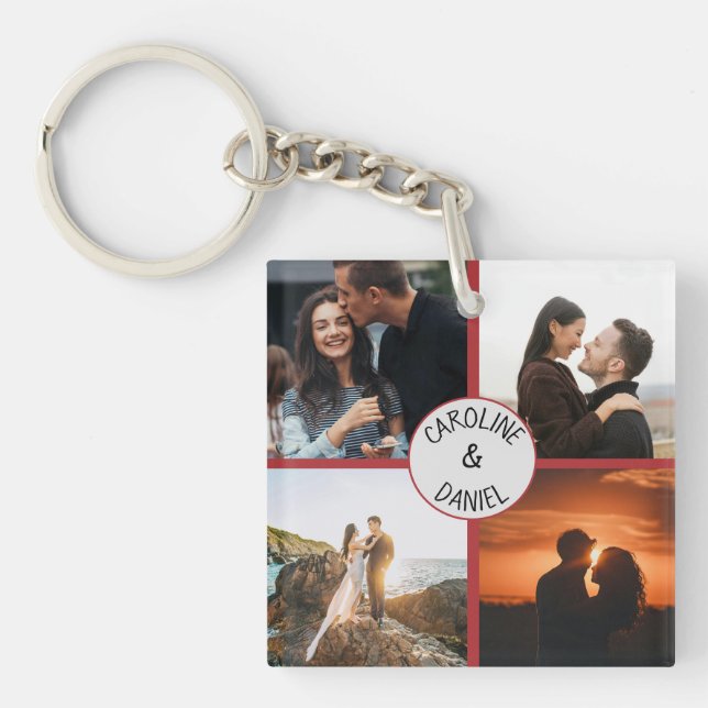 Llavero Collage de fotos y nombres personalizados de San V (Frente)