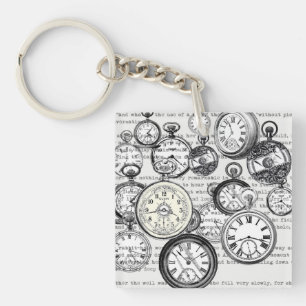 Llavero Collage de reloj de bolsillo victoriano Alicia en 