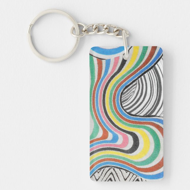 Llavero Collage Trippy Zigzag Waves (Frente)