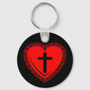 Llavero Collar de corazón gótico + llave (Negro + Rojo)