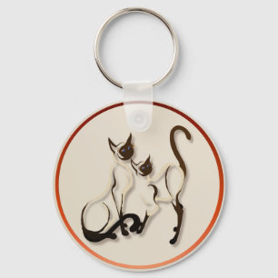 Llavero Collar de dos gatos siameses