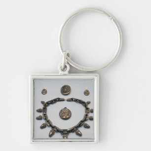 Llavero Collar, pendientes, broche y colgante, c.1870