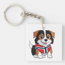 Llavero Collie de borde animado con bandera de Noruega