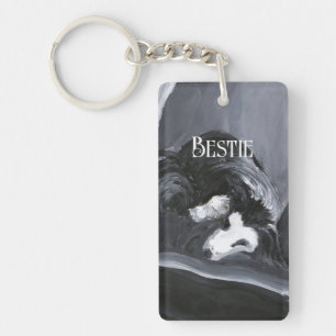 Llavero Collie de borde con pintura personalizada