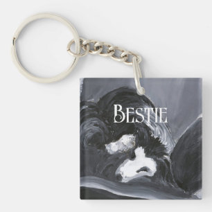 Llavero Collie de borde con pintura personalizada