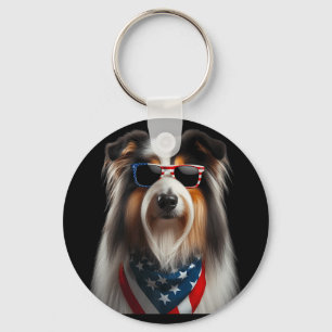 Llavero Collie Dog Con Cabeza 4 De Julio Independencia Est