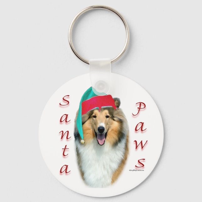 Llavero Collie (rudo) Santa Paws (Anverso)