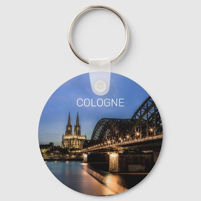Llavero Cologne Cityscape Alemania Dom Noche Souvenir (Anverso)