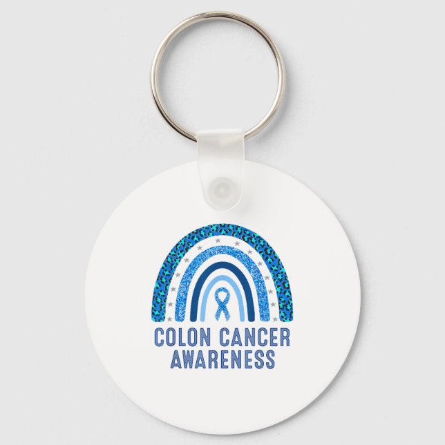 Llavero Colon Cancer Awareness Blue Ribbon Design (Anverso)