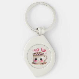 Llavero Color de agua rosa y crema suave de cacao caliente