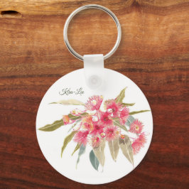 Llavero Color de agua rosada floral personalizada Keepsake