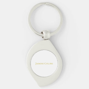 Llavero Color Dorado Nombre Profesional Minimalista Simple