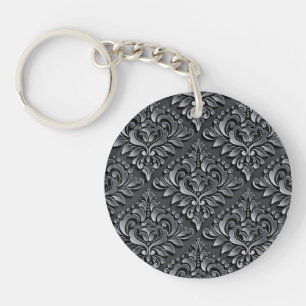 Llavero Color negro del patrón Damask fondo-23961 aislado 