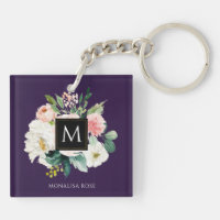 color púrpura floral monogramo 