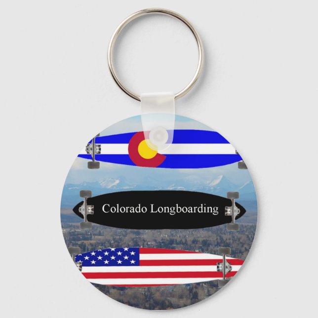 Llavero Colorado Longboarding (Anverso)