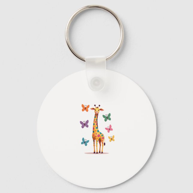 Llavero colored giraffe colorful butterflies giraffe Lover (Anverso)